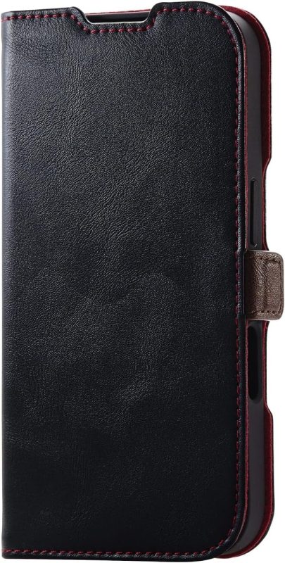 エレコム(ELECOM) iPhone 16 ソフトレザーケース 磁石付 耐衝撃 ステッチ PM-A24APLFY