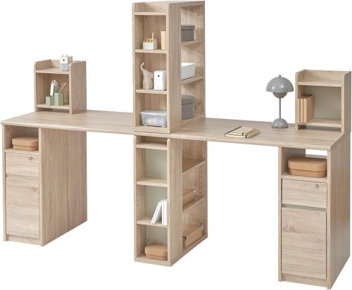 ロウヤ(LOWYA) 学習机 2人用ツインデスク 本棚・サイドラック付き