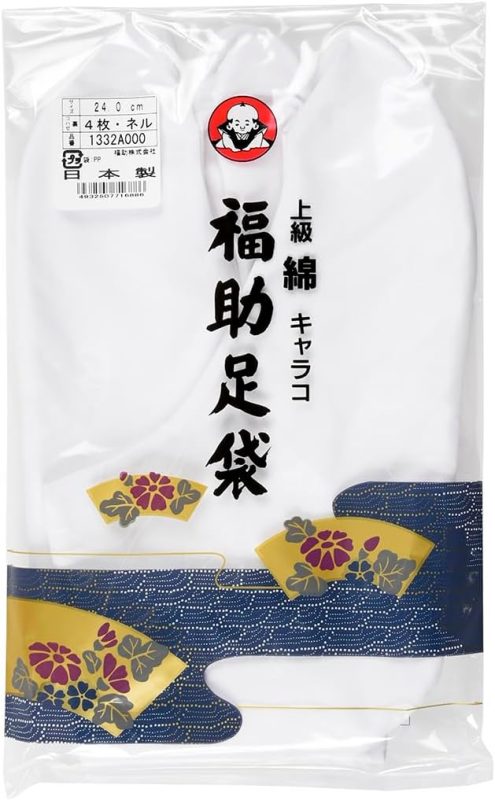 福助 暖かいネル裏 白無地 コハゼ4枚