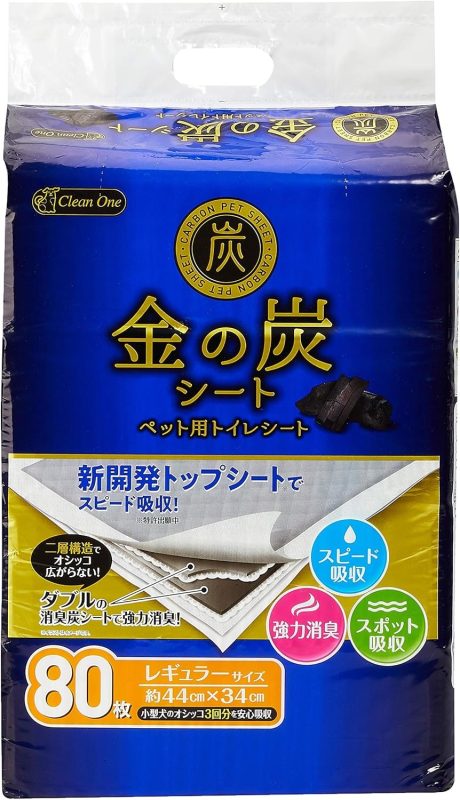 シーズイシハラ クリーンワン ペット用トイレシート 金の炭シート レギュラー 80枚