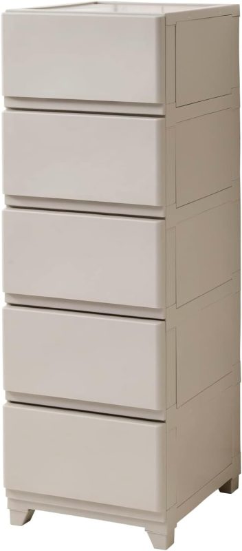 山善(YAMAZEN) 中が透けない 壁付きチェスト スリム 5段 YKC-5