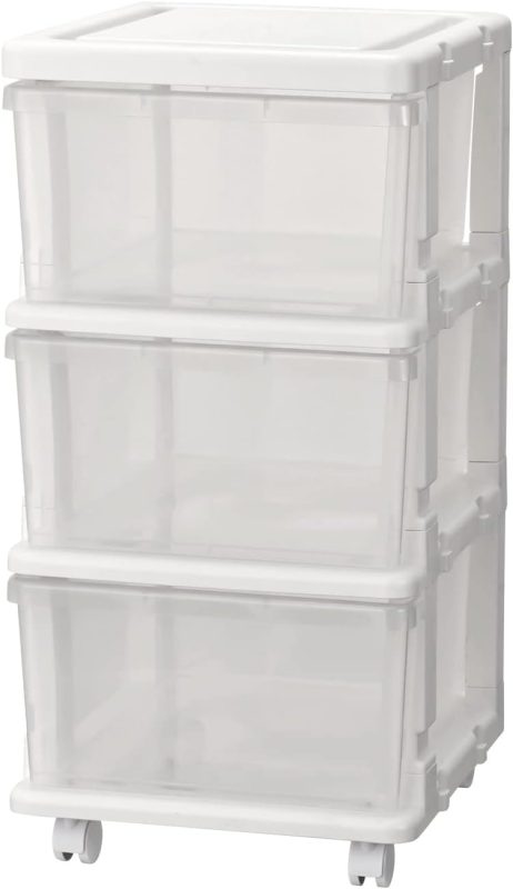 シーズ(JEJ SEEDS) スリムチェスト プラスチック 3段 キャスター付き クリア SIU-3-CL