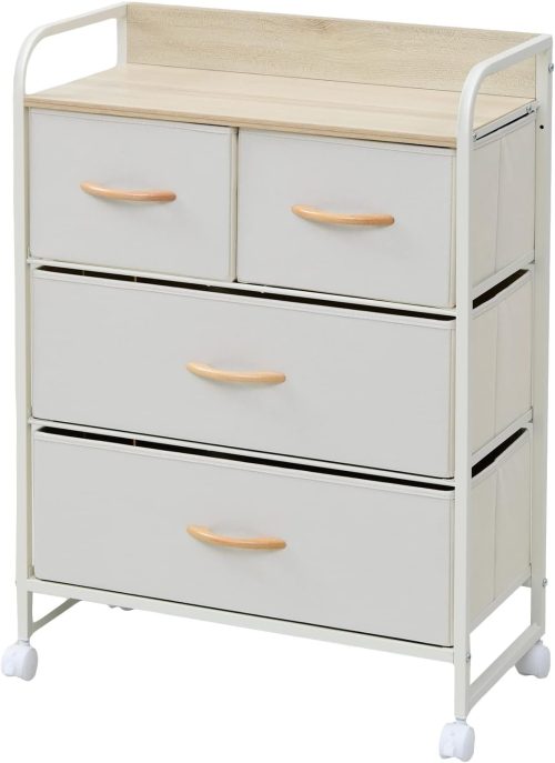 山善(YAMAZEN) チェストキャスター付き 3段ファブリックチェスト YZFC-6080