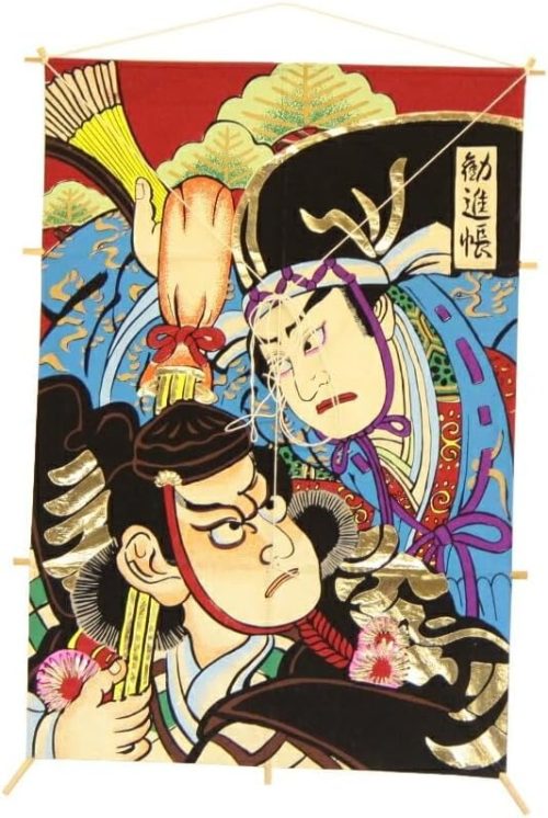 Kソレイユ 手描き和凧 黄金小角凧 ワ-120ハ 光る金箔入り 勧進帳