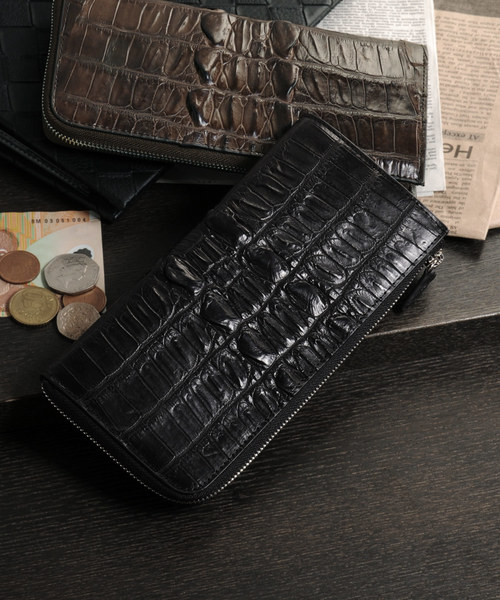 三京商会 クロコダイル 長財布 ホーンバック L字ファスナー