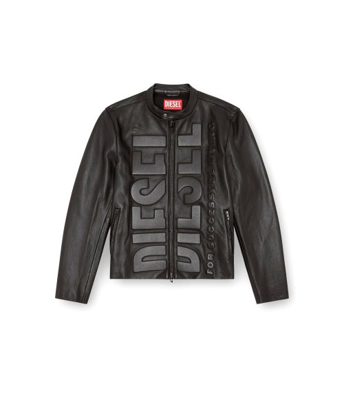 美品✨ディーゼル 2wayラムレザージャケット　黒　ロゴプレート　中綿　ショート 美品✨ディーゼル 2wayラムレザージャケット 黒 ロゴプレート