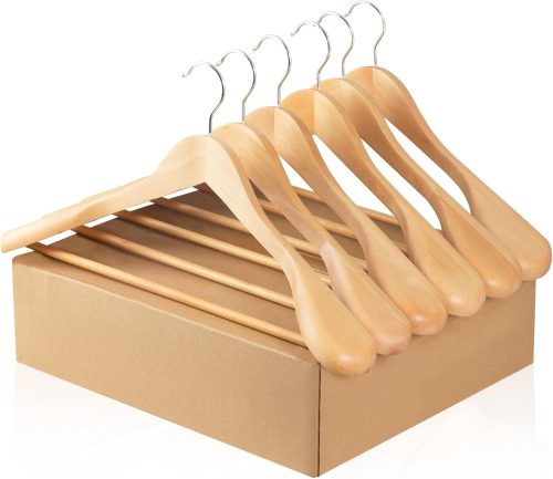 ELONG HOME 木製ハンガー 6本組セット 天然の美しい木目 WHS97016