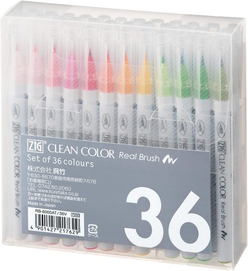呉竹(Kuretake) ZIG クリーンカラー リアルブラッシュ 36色 RB-6000AT/36V