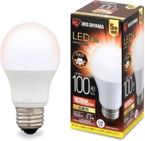 アイリスオーヤマ(IRIIS OHYAMA) LED電球 E26口金 広配光タイプ 100W形相当 電球色 LDA12L-G-10T6