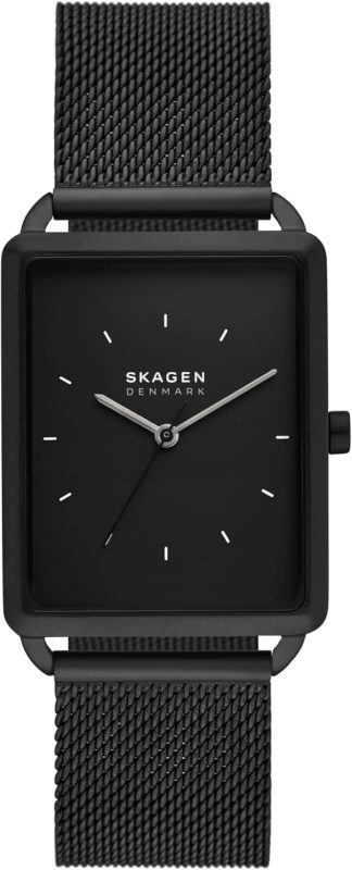 スカーゲン(SKAGEN) HAGEN 三針 ブラック ステンレススチール メッシュウォッチ
