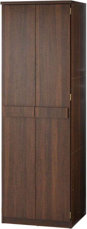 ぼん家具 木製クローゼット 衣類ハンガー2段 LRAUW0320-DBR