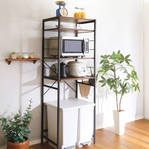 ニトリ(NITORI) ヴィンテージテイストのゴミ箱上レンジラック