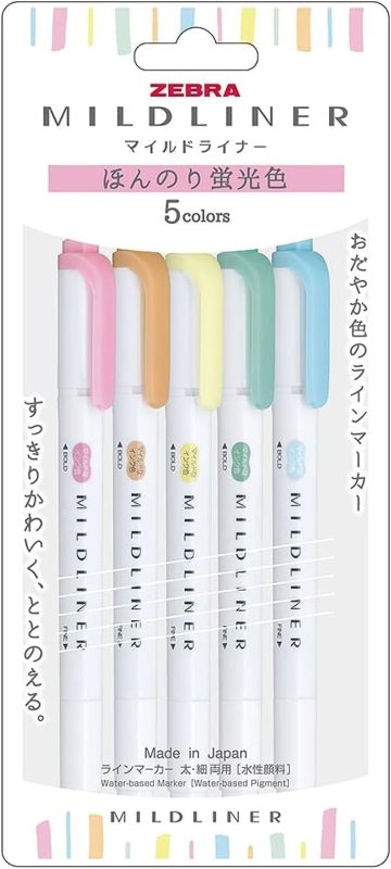 ゼブラ(ZEBRA) マイルドライナー ほんのり蛍光色5色セット WKT7-5C-N