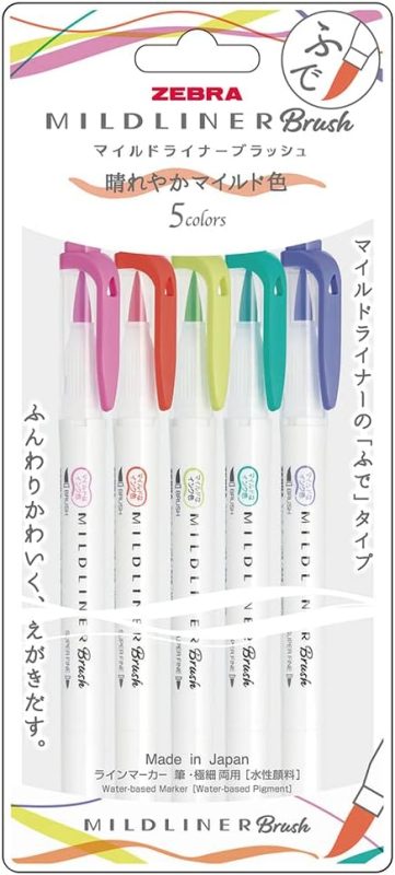 ゼブラ(ZEBRA) マイルドライナーブラッシュ 晴れやかマイルド色5色セット WFT8-5C-HC-N