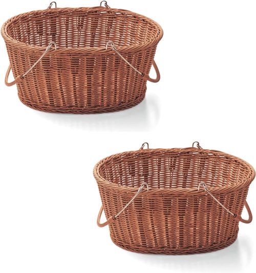 ベルメゾン(Belle Maison) 積み重ね・スタッキングできる 洗えるラタン調バスケット 2個セット