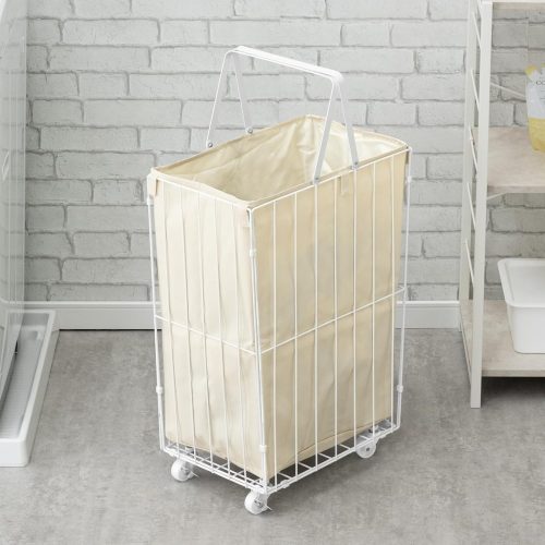 タンスのゲン 大容量 85L ランドリーバスケット 袋付き キャスター付き 84310025