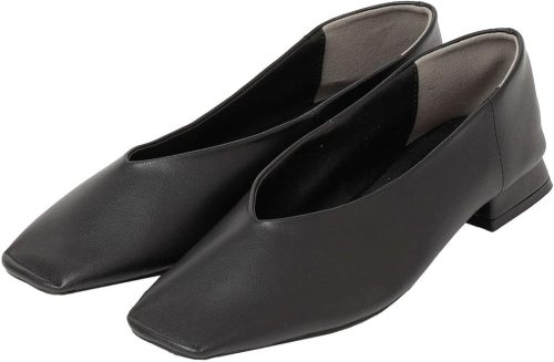 カランシエル(quaranciel) Vカット スクエア トゥ フラットシューズ