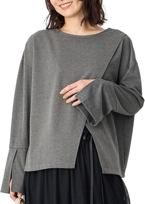 エンジェリーベ(ANGELIEBE) クロススリットベルスリーブプルオーバー