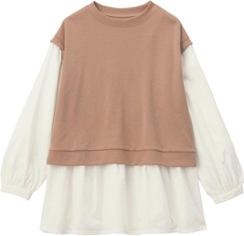 ベルメゾン(Belle Maison) 親子でリンク授乳もできる産後サイズレイヤード風ブラウス