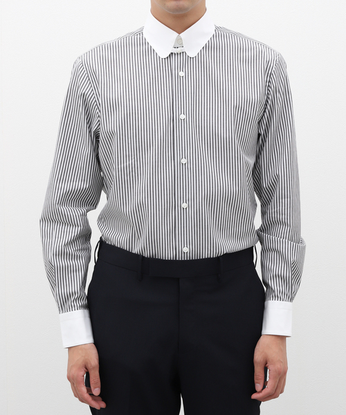 エディフィス(EDIFICE) D.ラウンドタブ クレリックシャツ ストライプ