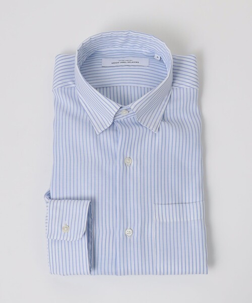 ユナイテッドアローズ グリーンレーベルリラクシング(UNITED ARROWS green label relaxing) エブリット コットンオックス ストライプ スナップ ボタンダウン シャツ イージーアイロン