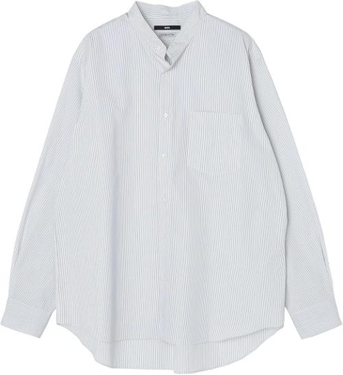 シップス(SHIPS) バンドカラー スーピマ コットン ポプリン ストライプ 長袖 シャツ