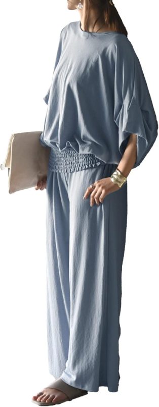 アンドイット(and it_) ひんやりタッチワイドプルオーバー×パンツセットアップ 2点set