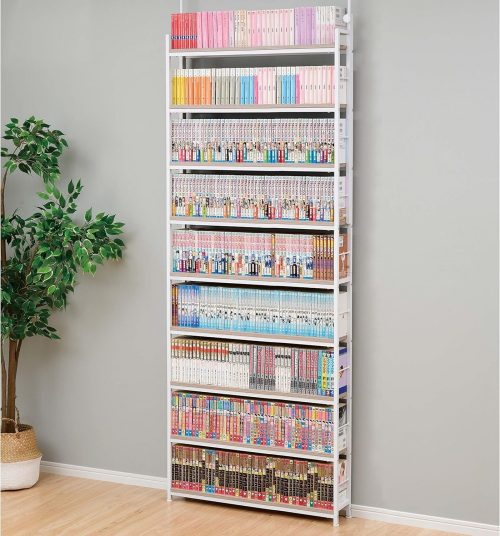 山善(YAMAZEN) 本棚 薄型 頑丈 突っ張り 大容量 スリム 9段 X0X38