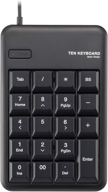 エレコム(ELECOM) 2ポートUSB2.0HUB付USBテンキーボード TK-TCM012BK