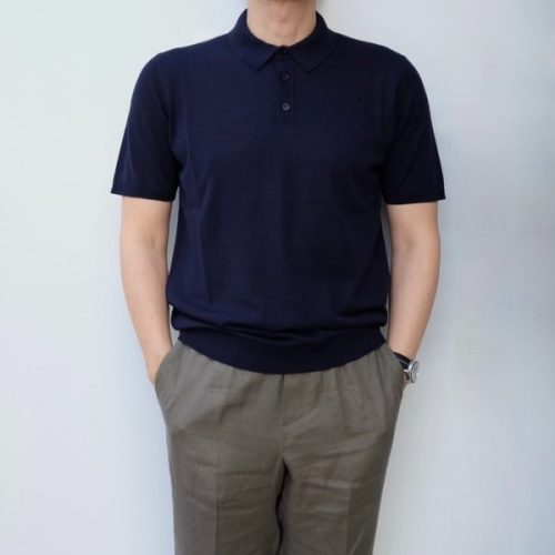 ロベルトコリーナ(ROBERTO COLLINA) メンズ コットンクレープ ニットポロ