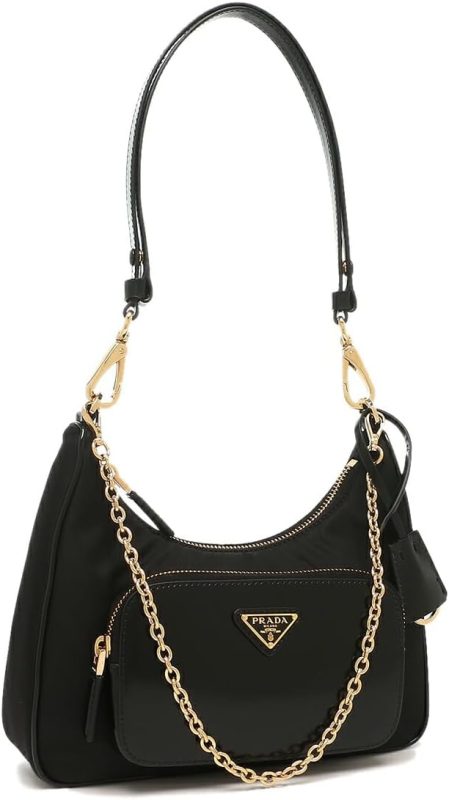 プラダ(PRADA) Re-Nylon×ブラッシュドレザー ミニバッグ