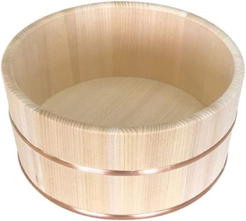 めいじ屋 お風呂 木製湯おけ 丸型 直径約23センチ 国産品/国産さわら材・銅タガ