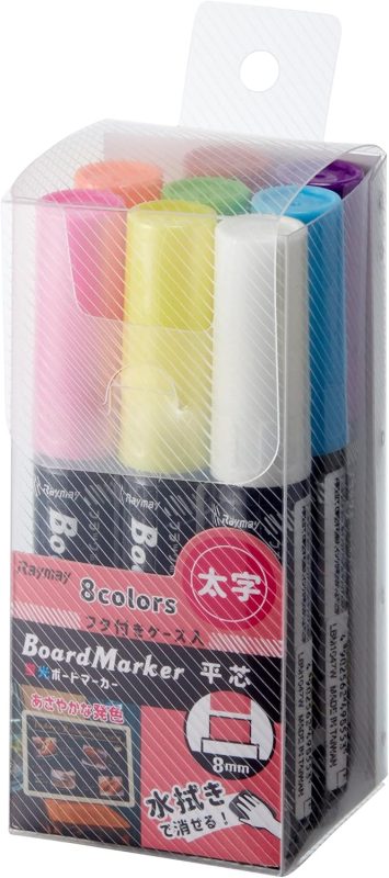 レイメイ藤井 蛍光ボードマーカー 蛍光 太字8本パック LBM1052