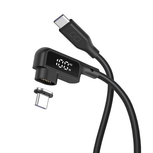 CIO マグネットシリコンケーブル 液晶ディスプレイ付き L字タイプ CtoC 2m CIO-SLLMG-SC-CC