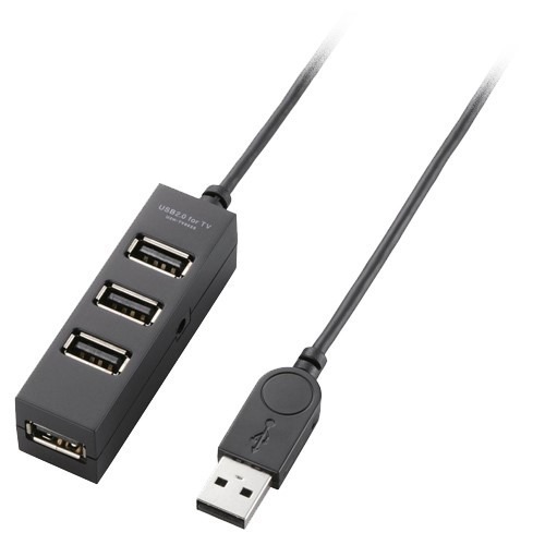 エレコム(ELECOM) TV用4ポートUSB2.0ハブ U2H-TV003SBK