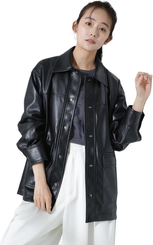 ナノ・ユニバース(NANO universe) フェイクレザーシャツジャケット