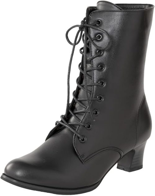 京のみやび 卒業式袴用ブーツ 黒 レースアップ 編み上げ