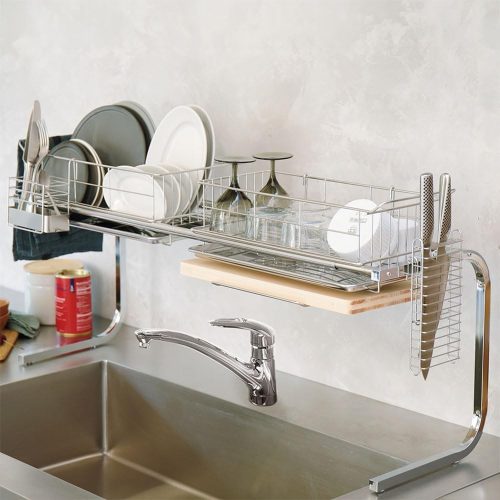 ディノス(DINOS) 手前がすっきり伸長式シンク上ステンレス水切り1段 幅84～104cm 1296500581