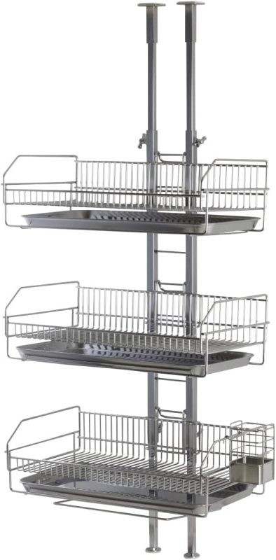 川口工器 突っ張りキッチンラック 水切りカゴ3段 YGK-2106