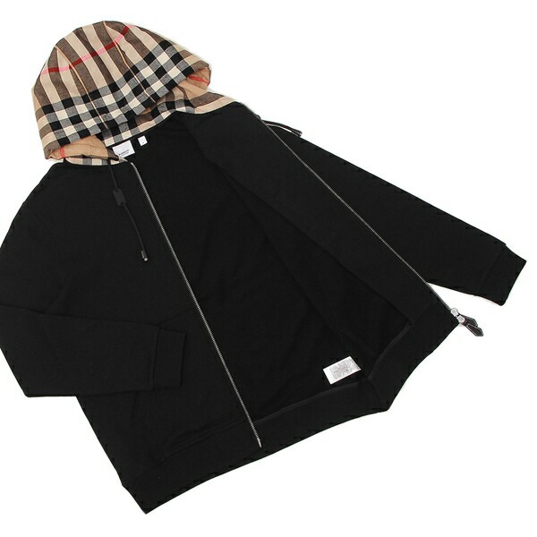 バーバリー(BURBERRY) チェックフード コットン ジップフーディー