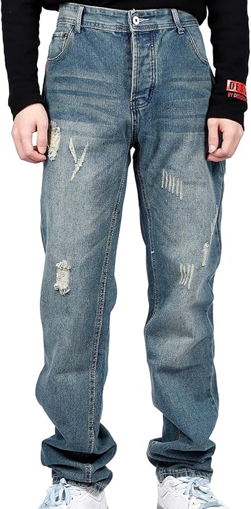 ラクエスト(Laquest) ストレート ダメージ ハイウエスト デニム