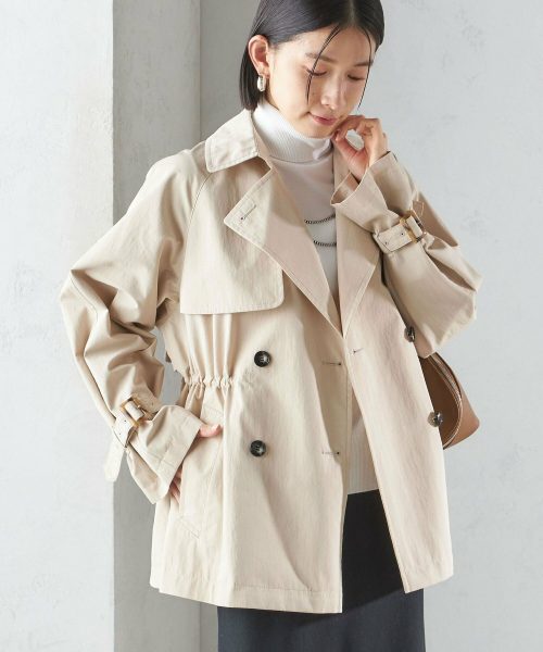 シップス(SHIPS) 撥水加工 ドロスト ショート トレンチ コート