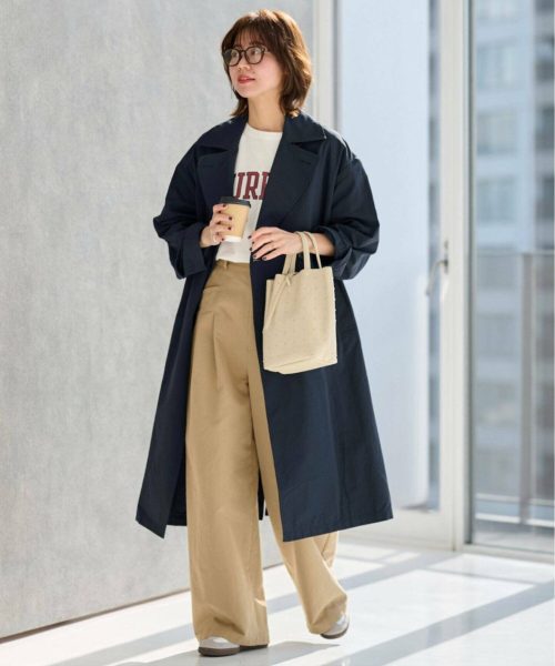 イタリア製 上品ライトコートMAX&CO ノーカラーコート　ネイビー イタリア製 上品ライトコートMAX&CO ノーカラーコート ネイビー