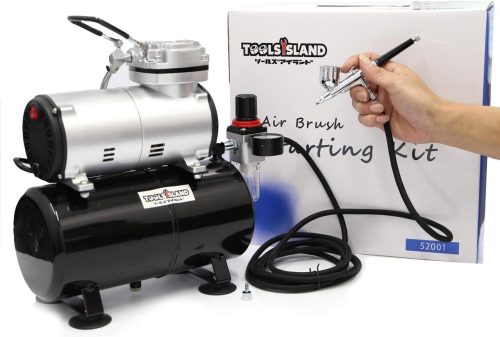 ツールズアイランド(Toolsisland) スターティングキット オイルレスコンプレッサー ダブルアクションブラシ 簡易日本語説明書付 52001