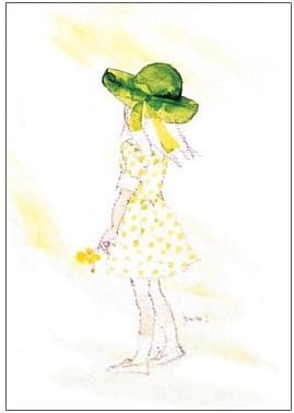 アートプリントジャパン いわさきちひろ ポストカード 緑の風のなかで