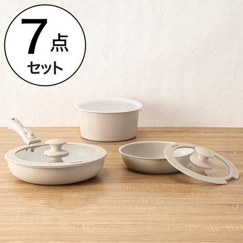 ニトリ(NITORI) IH・ガス火 取っ手がとれる鍋・フライパン 7点セット TORERU DH359 5894198