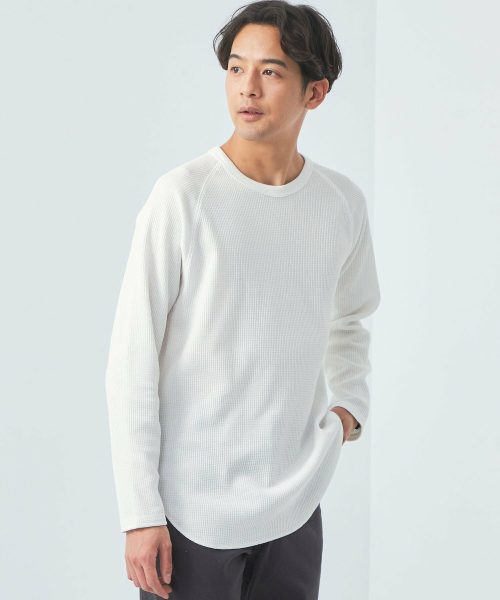 ユナイテッドアローズ グリーンレーベルリラクシング(UNITED ARROWS green label relaxing) ドライワッフル クルーネック Tシャツ