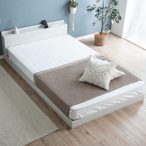 タンスのゲン USB・2コンセント＆スマホスタンド付 ローベッド 73400035