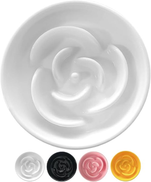 Petifam 陶器製早食い防止皿 ローズ