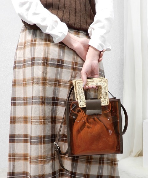 ミニア(minia) ラタンハンドルクリアバッグ